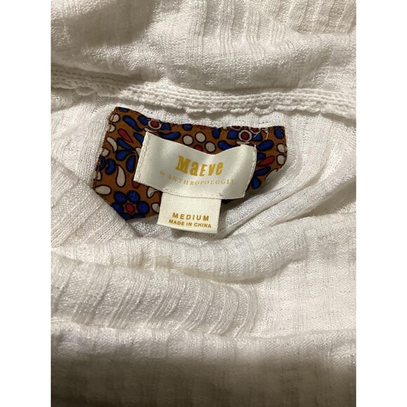 Maeve Anthropologie Sweater Womens Medium White Cowl Neck Ruffle Hem Pullover - Picture 5 of 6